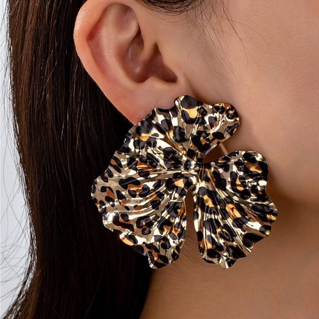 1 Pair Leopard Animal Print Flower Floral Statement Earring Fall Winter Earrings